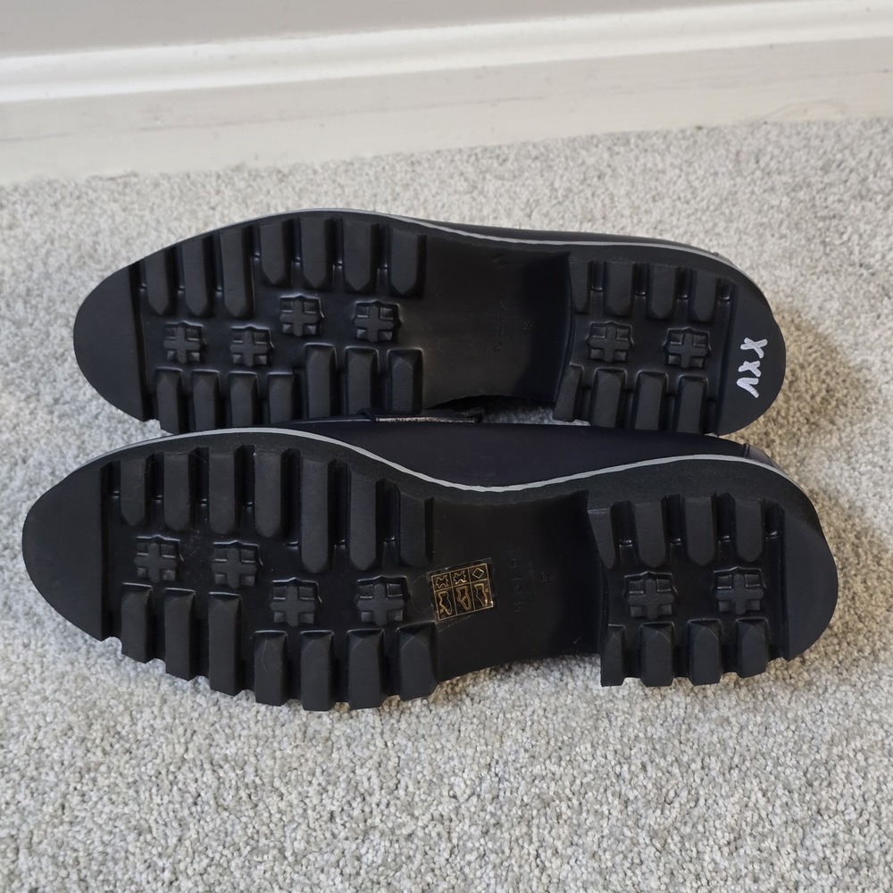 M. GEMÍ ELSA NAVY BLUE CROC‎ CHUNKY LEATHER LOAFERS WOMEN'S SZ 11 ( EU 42) - Picture 5 of 8
